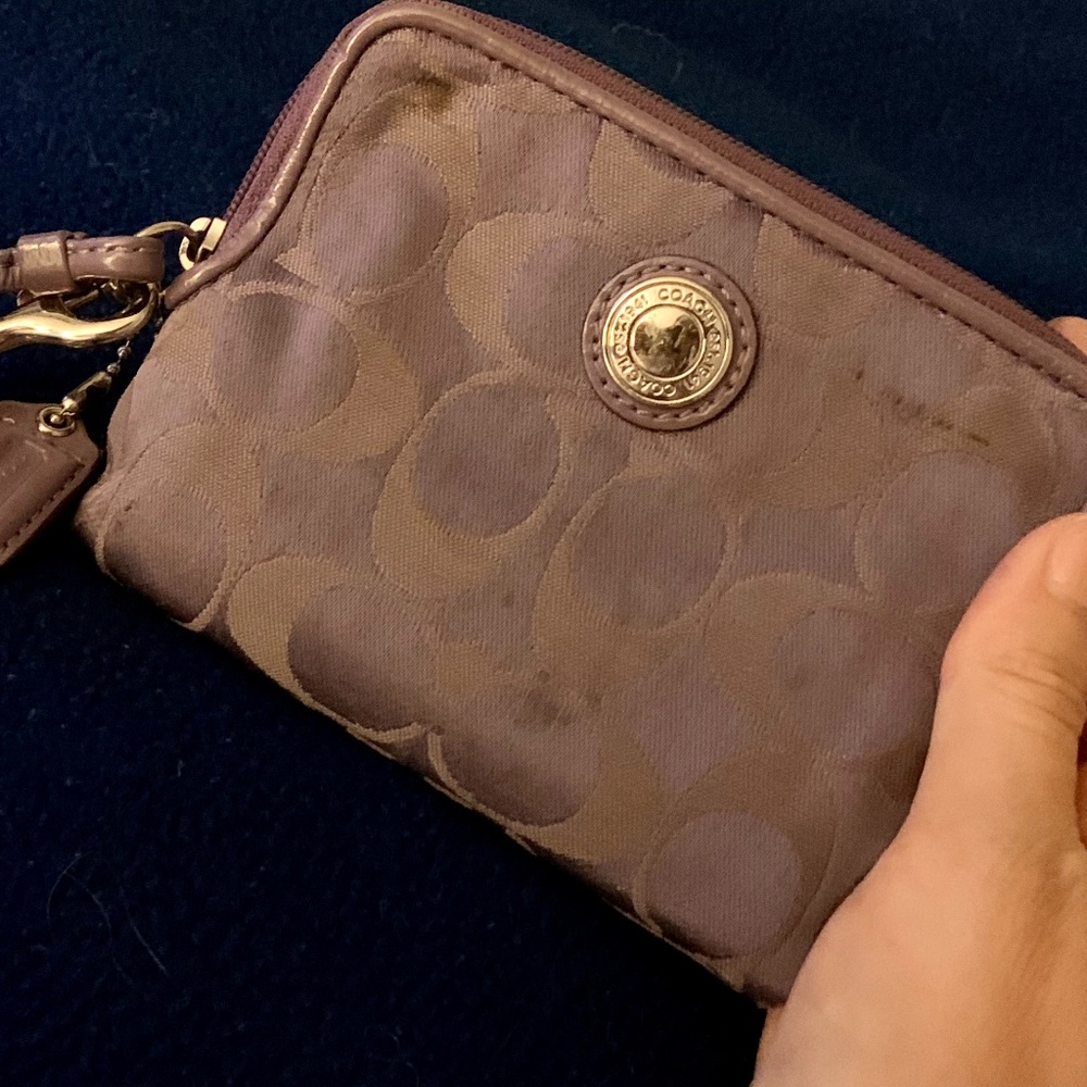 Small Purple Coach Wristlet